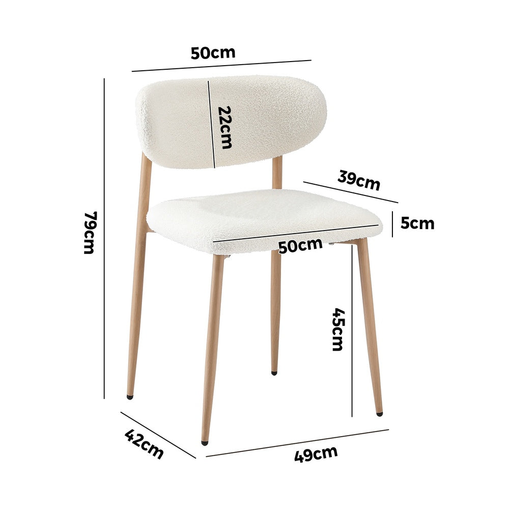 Oikiture 8x Dining Chairs Boucle Fabric Wood&White