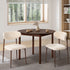 Boucle Dining Chairs in Walnut and Beige, Set of 2, Padded Seat