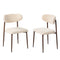 Boucle Dining Chairs in Walnut and Beige, Set of 2, Padded Seat