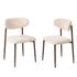 Boucle Dining Chairs in Walnut and Beige, Set of 2, Padded Seat