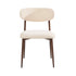 Boucle Dining Chairs in Walnut and Beige, Set of 2, Padded Seat