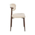 Boucle Dining Chairs in Walnut and Beige, Set of 2, Padded Seat