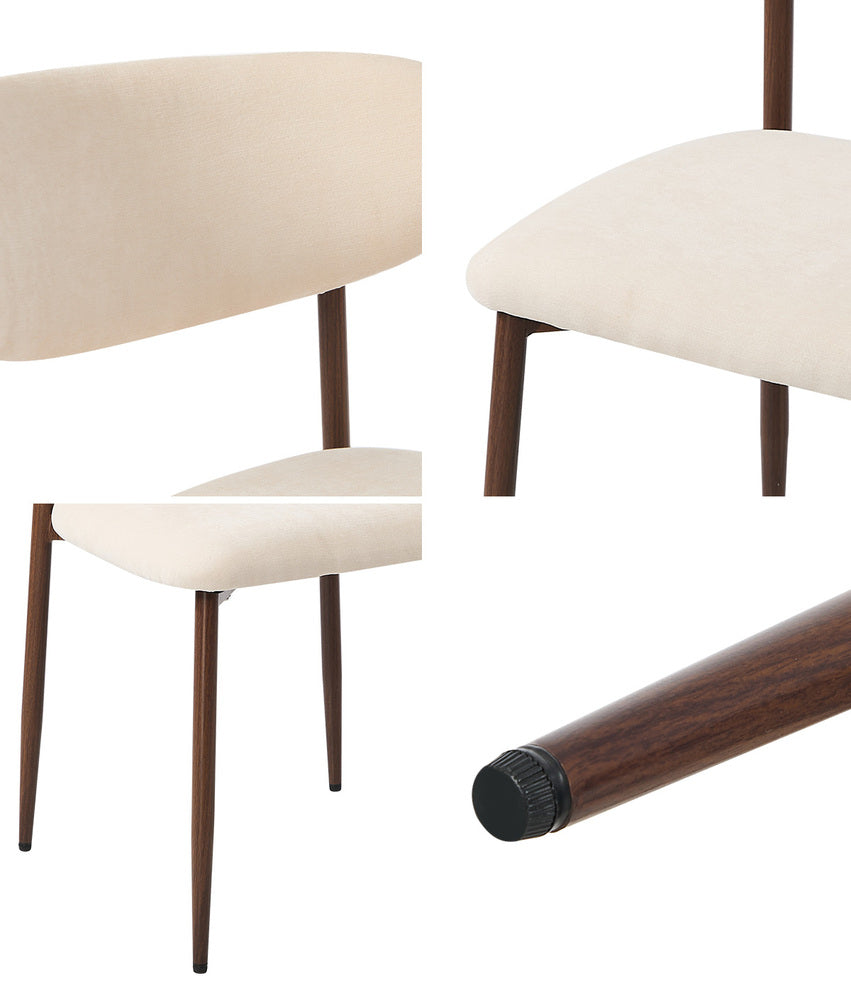 6x Dining Chairs Cafe Lounge Boucle Walnut and Beige, 120kg Weight Capacity