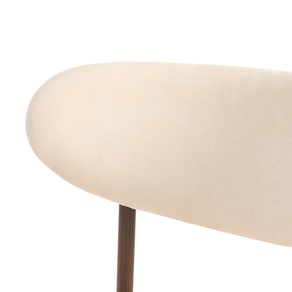 Boucle Dining Chairs in Walnut and Beige, Set of 2, Padded Seat