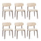 6x Dining Chairs Cafe Lounge Boucle Walnut and Beige, 120kg Weight Capacity