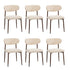 6x Dining Chairs Cafe Lounge Boucle Walnut and Beige, 120kg Weight Capacity