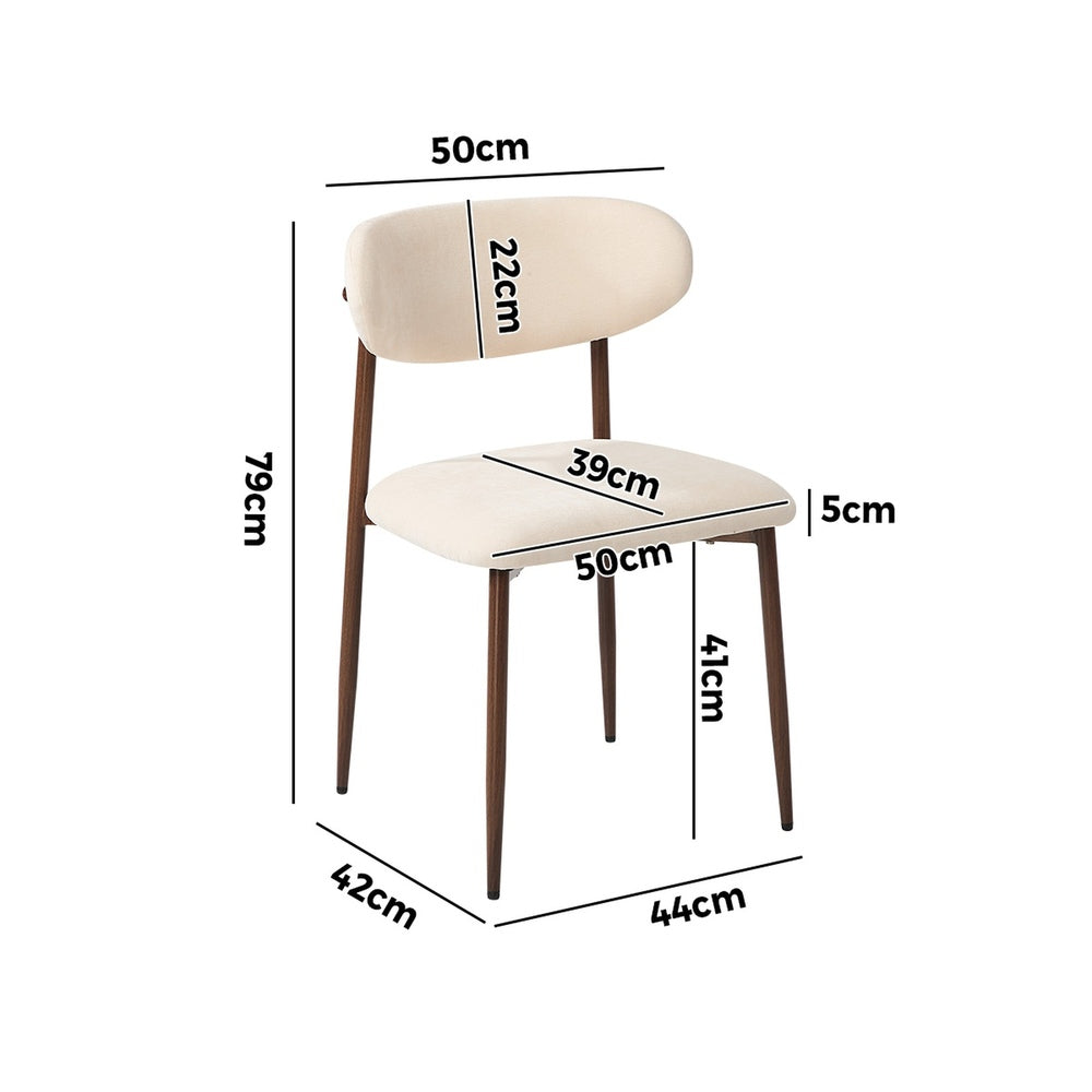 6x Dining Chairs Cafe Lounge Boucle Walnut and Beige, 120kg Weight Capacity