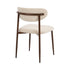 Boucle Dining Chairs in Walnut and Beige, Set of 2, Padded Seat