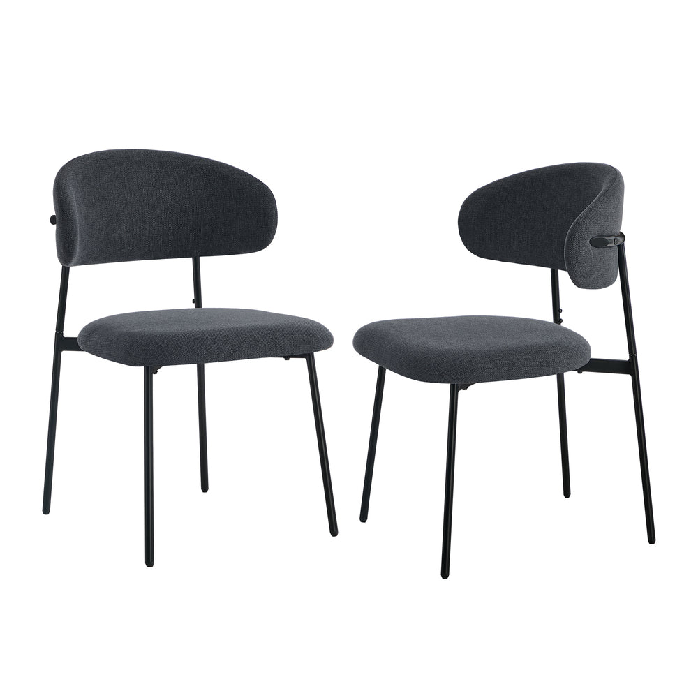 2x Dining Chairs Kitchen Seat Linen Fabric Accent Chair Grey