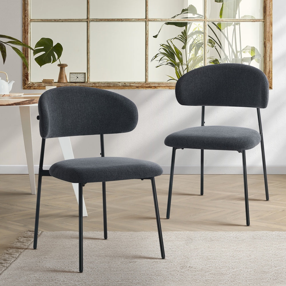 4x Dining Chairs Kitchen Seat Linen Fabric Accent Chair Grey