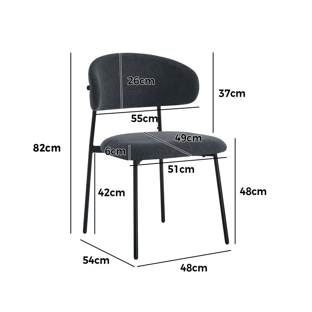 2x Dining Chairs Kitchen Seat Linen Fabric Accent Chair Grey