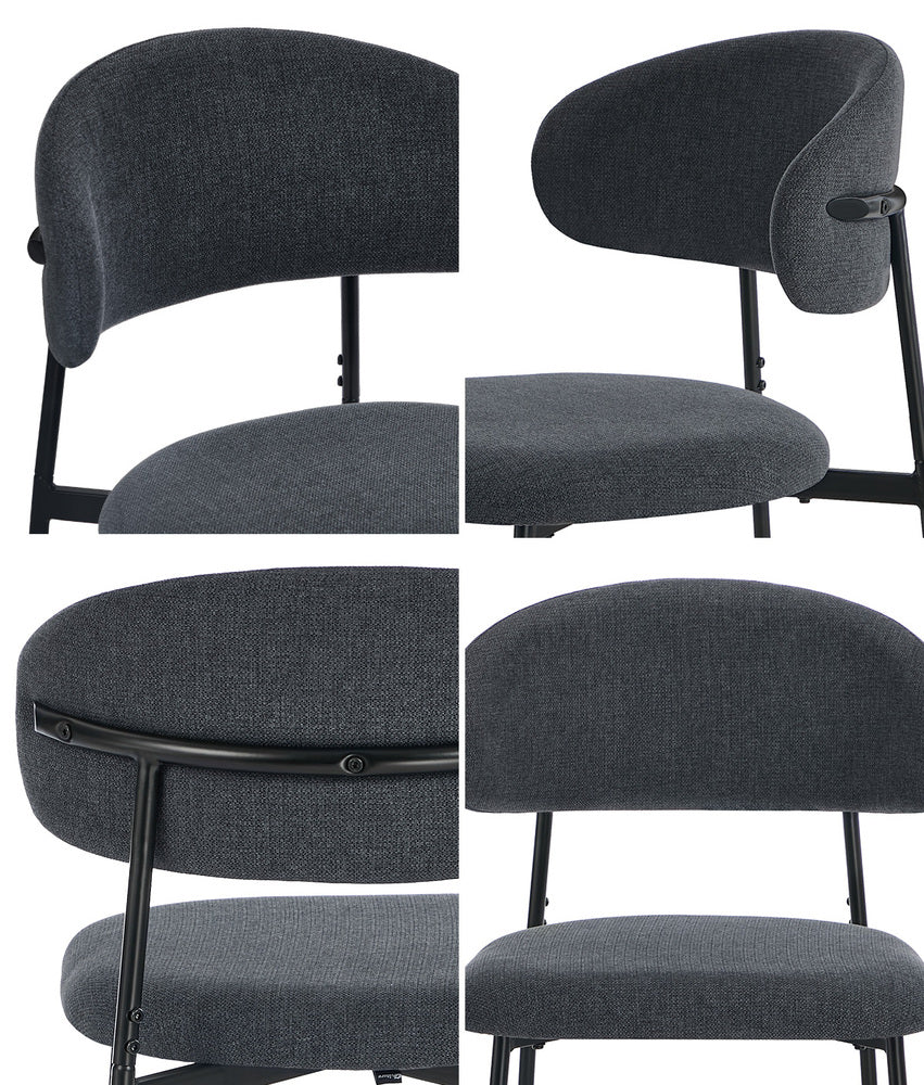 6x Dining Chairs Kitchen Seat Linen Fabric Accent Chair Grey