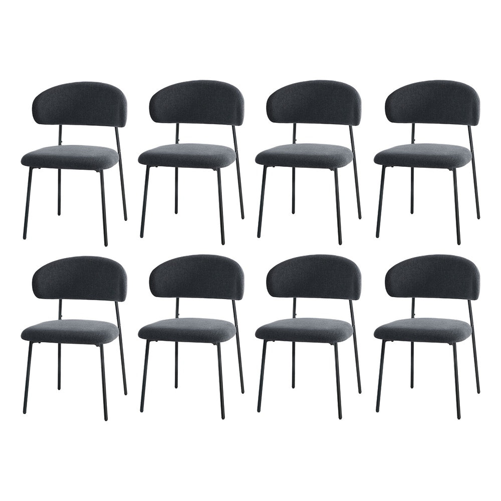 8x Dining Chairs Kitchen Seat Linen Fabric Accent Chair Grey