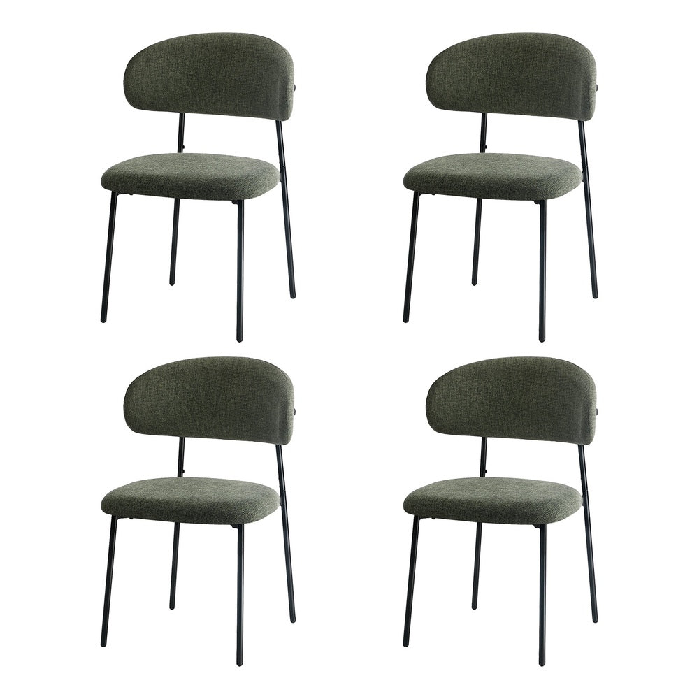 4x Dining Chairs Kitchen Seat Linen Fabric Accent Chair Green
