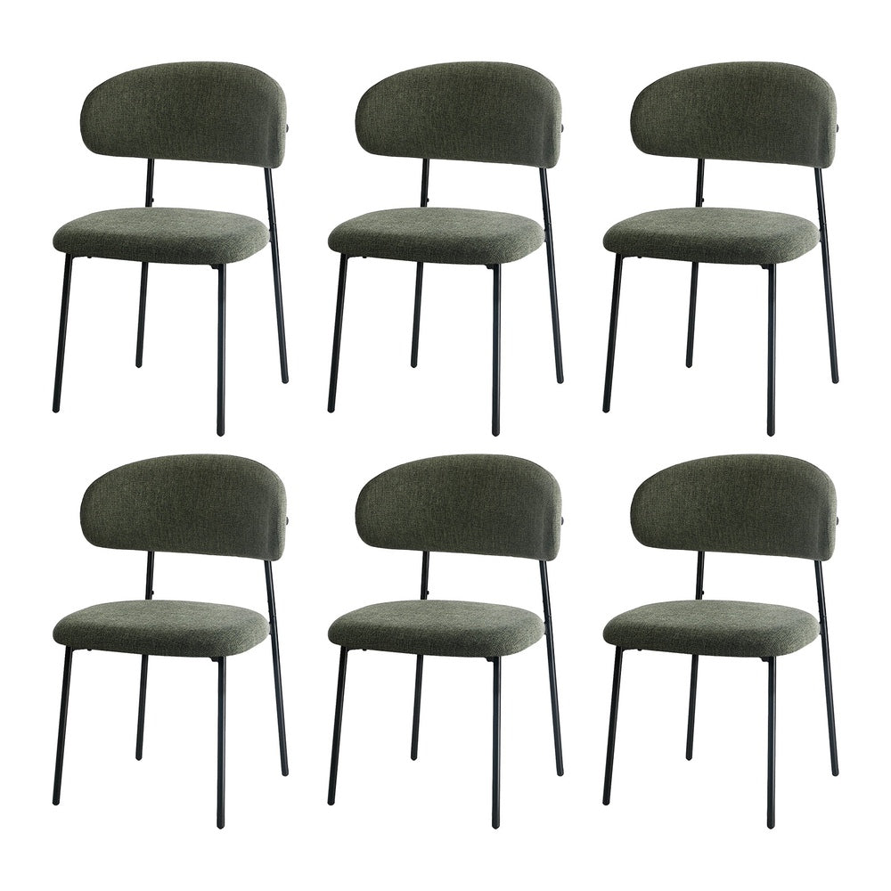 6x Dining Chairs Kitchen Seat Linen Fabric Accent Chair Green