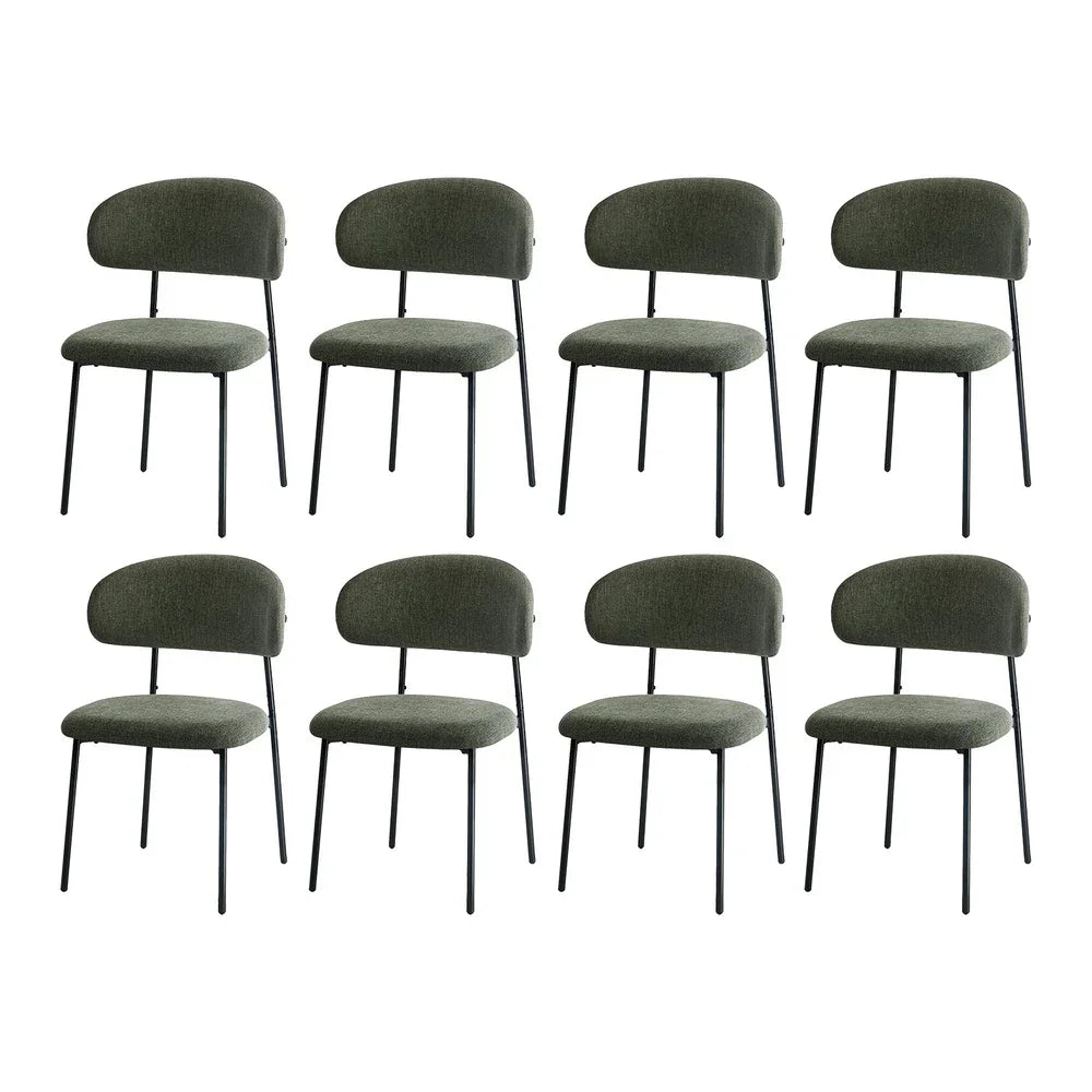 8x Dining Chairs Kitchen Seat Linen Fabric Accent Chair Green