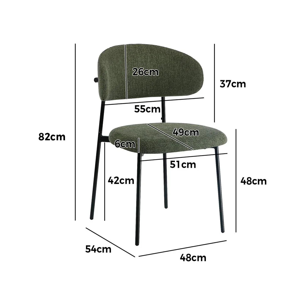 8x Dining Chairs Kitchen Seat Linen Fabric Accent Chair Green