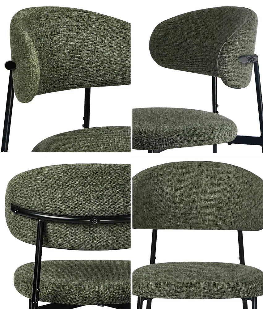 8x Dining Chairs Kitchen Seat Linen Fabric Accent Chair Green