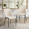 Set of 2 Dining Chairs Chenille Fabric Padded Seat Beige