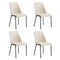 Set of 4 Dining Chairs Chenille Fabric Padded Seat Beige