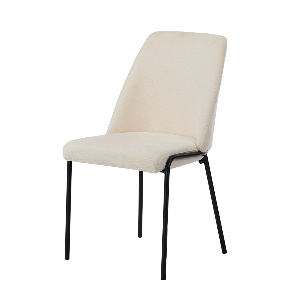 Set of 4 Dining Chairs Chenille Fabric Padded Seat Beige