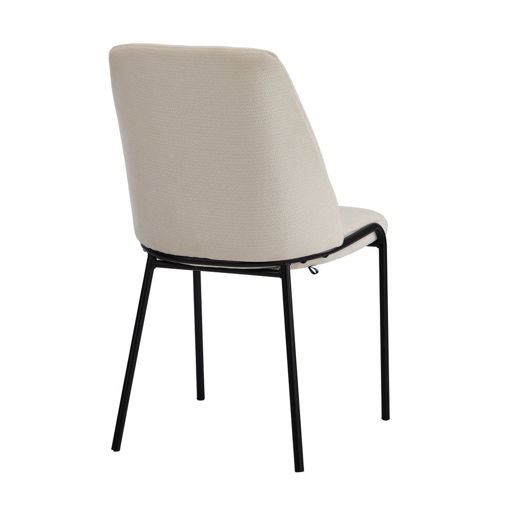 Set of 4 Dining Chairs Chenille Fabric Padded Seat Beige