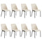 Set of 8 Dining Chairs Chenille Fabric Padded Seat Beige