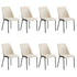 Set of 8 Dining Chairs Chenille Fabric Padded Seat Beige