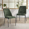 Set of 2 Dining Chairs Chenille Fabric Padded Seat Green