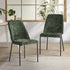 Set of 2 Dining Chairs Chenille Fabric Padded Seat Green