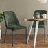 Set of 2 Dining Chairs Chenille Fabric Padded Seat Green