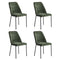 Set of 4 Dining Chairs Chenille Fabric Padded Seat Green