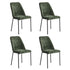 Set of 4 Dining Chairs Chenille Fabric Padded Seat Green