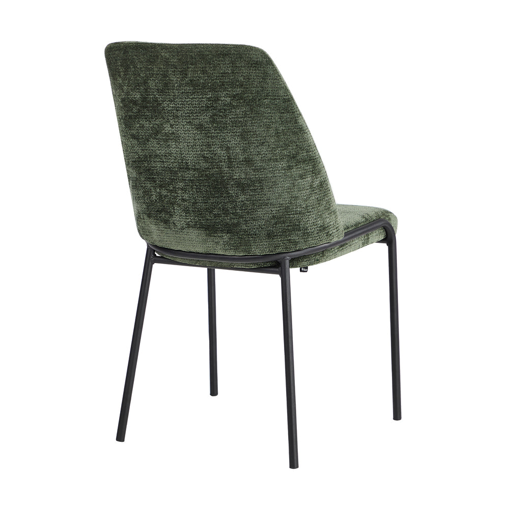 Set of 4 Dining Chairs Chenille Fabric Padded Seat Green