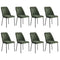 Set of 8 Dining Chairs Chenille Fabric Padded Seat Green