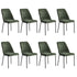 Set of 8 Dining Chairs Chenille Fabric Padded Seat Green