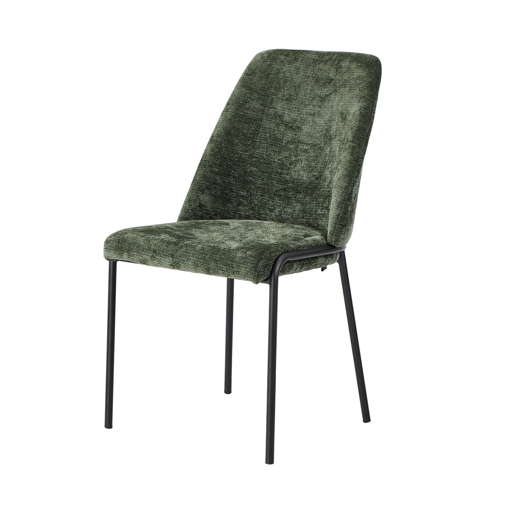 Set of 8 Dining Chairs Chenille Fabric Padded Seat Green