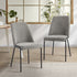 Set of 2 Dining Chairs Chenille Fabric Padded Seat Grey