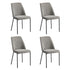 Set of 4 Dining Chairs Chenille Fabric Padded Seat Grey