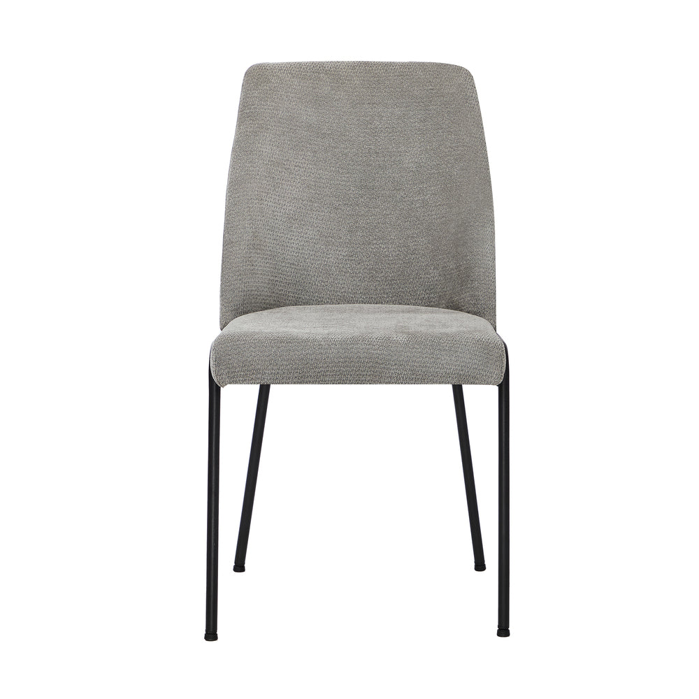 Set of 6 Dining Chairs Chenille Fabric Padded Seat Grey