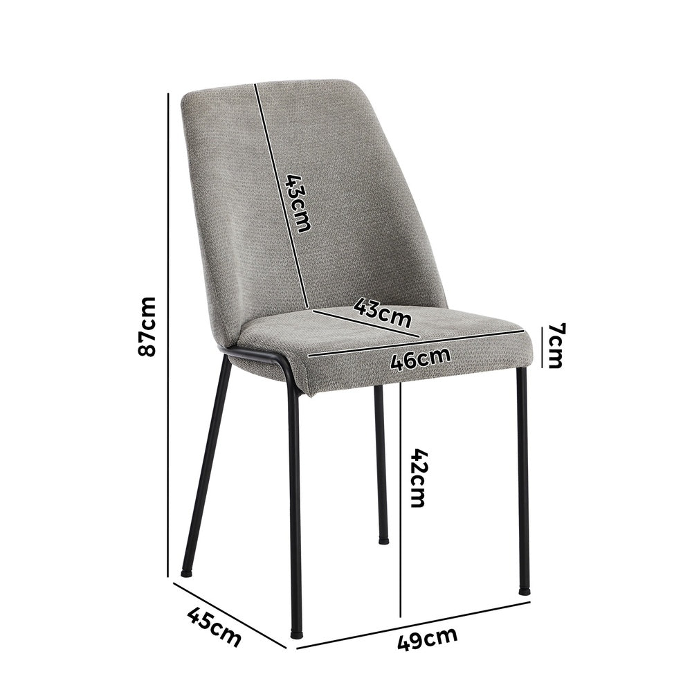 Set of 6 Dining Chairs Chenille Fabric Padded Seat Grey