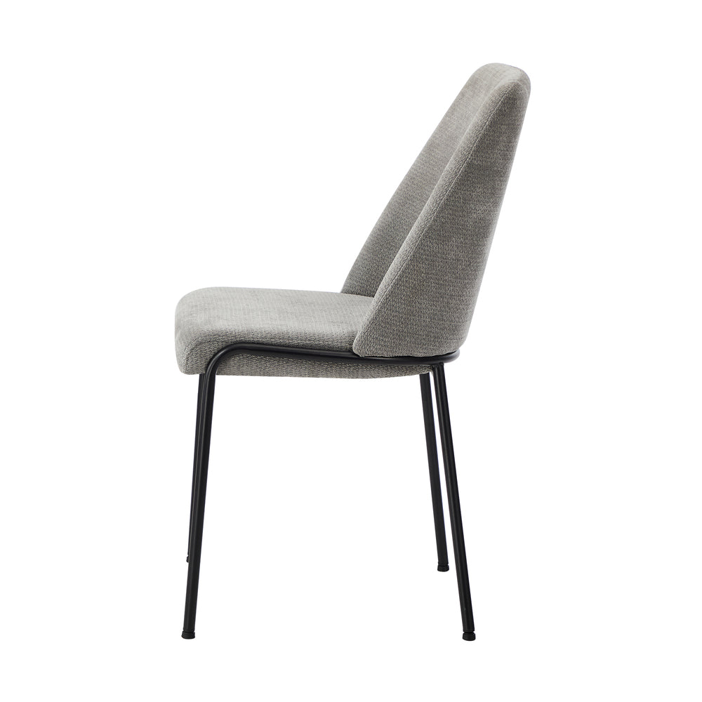 Set of 2 Dining Chairs Chenille Fabric Padded Seat Grey