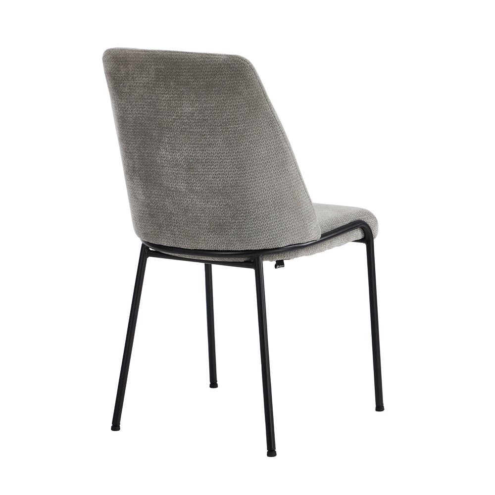 Set of 8 Dining Chairs Chenille Fabric Padded Seat Grey