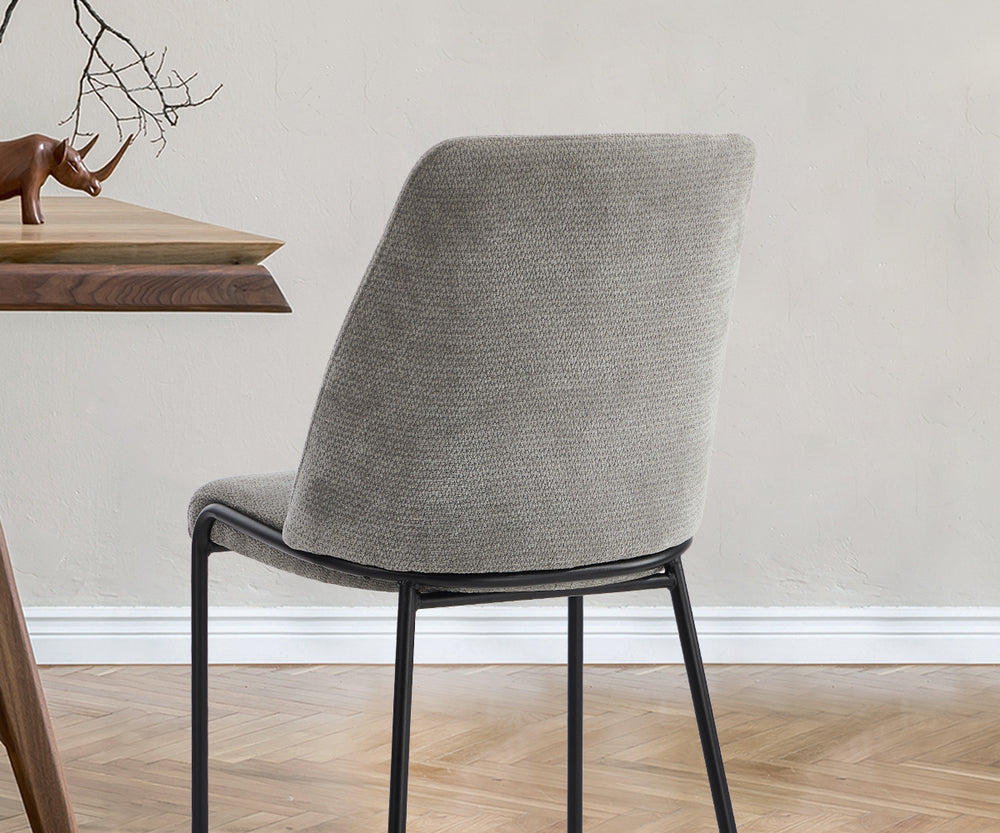 Set of 8 Dining Chairs Chenille Fabric Padded Seat Grey