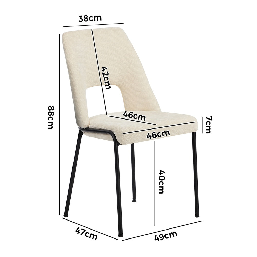 4x Dining Chairs Chenille Fabric Kitchen Side Chair Beige