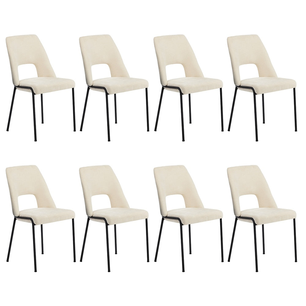 8x Dining Chairs Chenille Fabric Kitchen Side Chair Beige