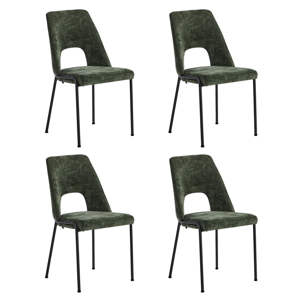 4x Dining Chairs Chenille Fabric Kitchen Side Chair Green