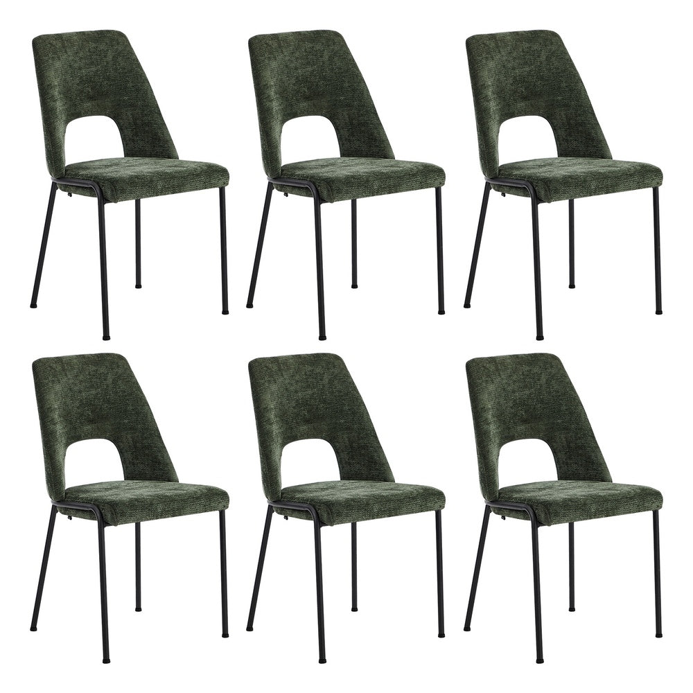 6x Dining Chairs Chenille Fabric Kitchen Side Chair Green