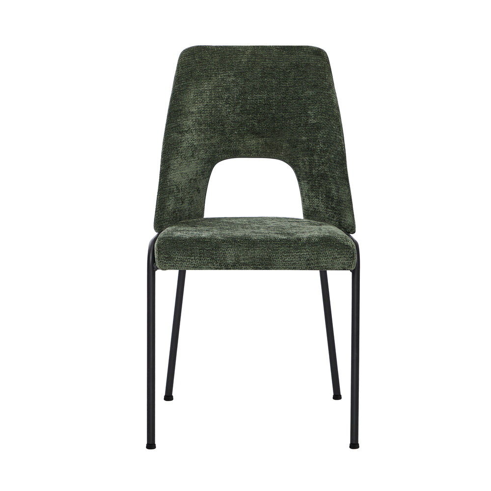 6x Dining Chairs Chenille Fabric Kitchen Side Chair Green