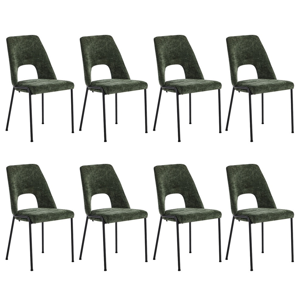 8x Dining Chairs Chenille Fabric Kitchen Side Chair Green